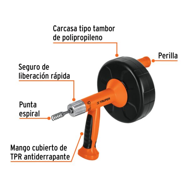 Destapador P/desague 7,6 Mtr Manual Y Taladro Deca-25x - Imagen 3