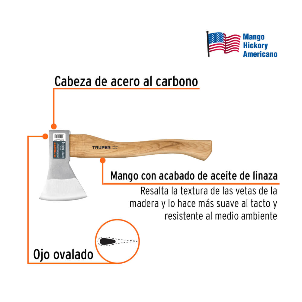 Hacha Tipo Europeo 1.1/4 Lbs. Truper - Imagen 2