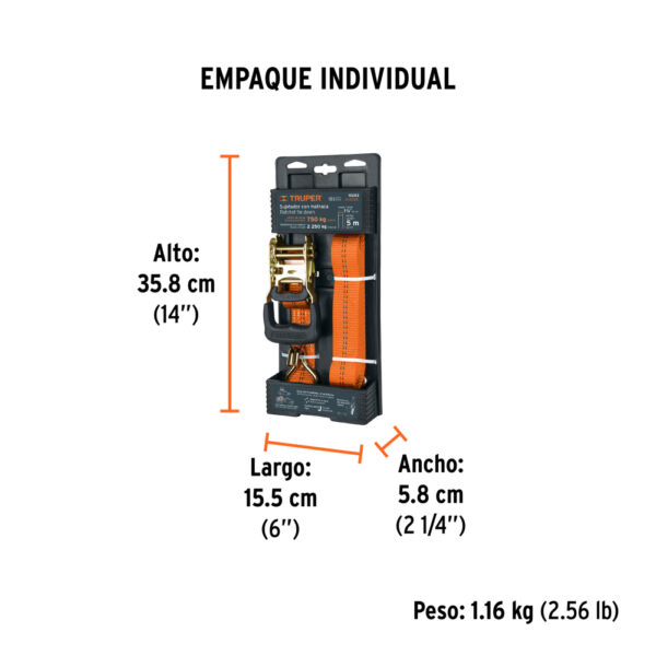 Eslinga Matraca 5 Mtrs 1.1/2 Para Max.2.250 Kg - Imagen 4