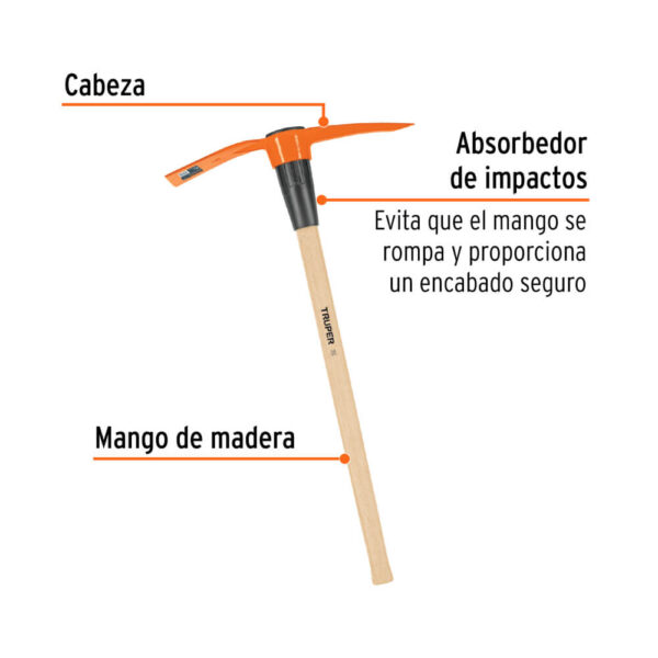 Aza hacha 5,0 Lbs Con mango Madera 36" - Imagen 2