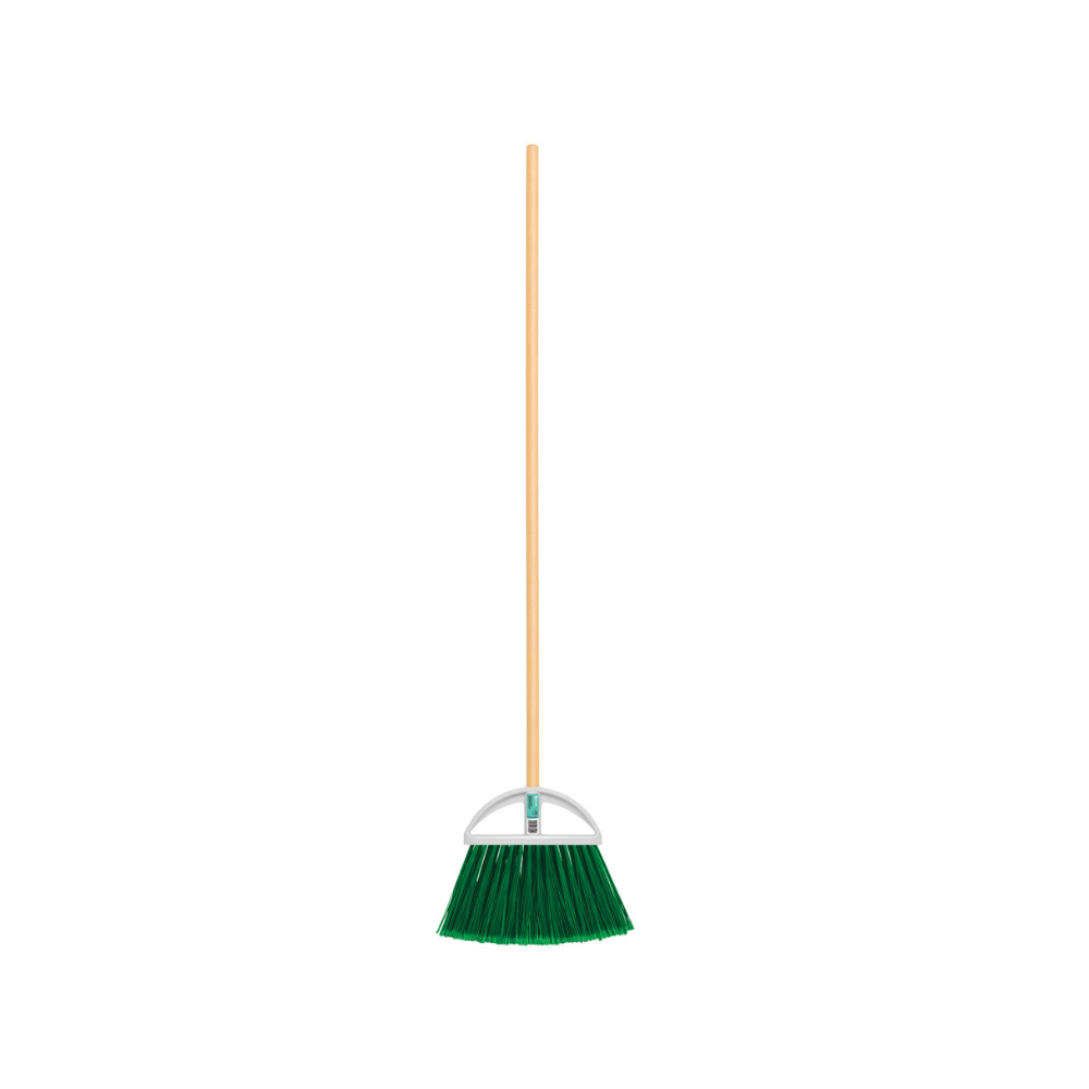 Escoba Grande Tipo abanico Cerdas Pvc C/mango Madera Cerdas 12 cms