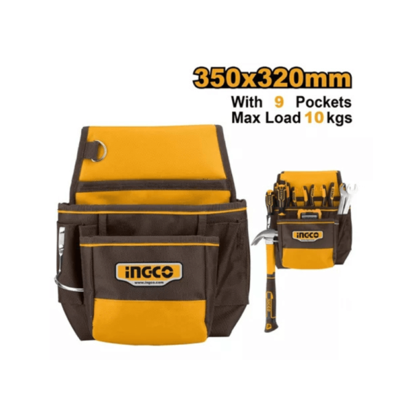 PORTAHERRAMIENTAS INGCO TIPO BOLSA 9 BOLSILLOS+ 1 PORTAMARTILLO #HTBP010128