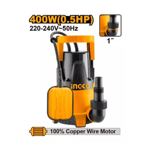 BOMBA SUMERGIBLE INGCO 400 WATTS FLUJO 117L. P/MIN. # SPC4008