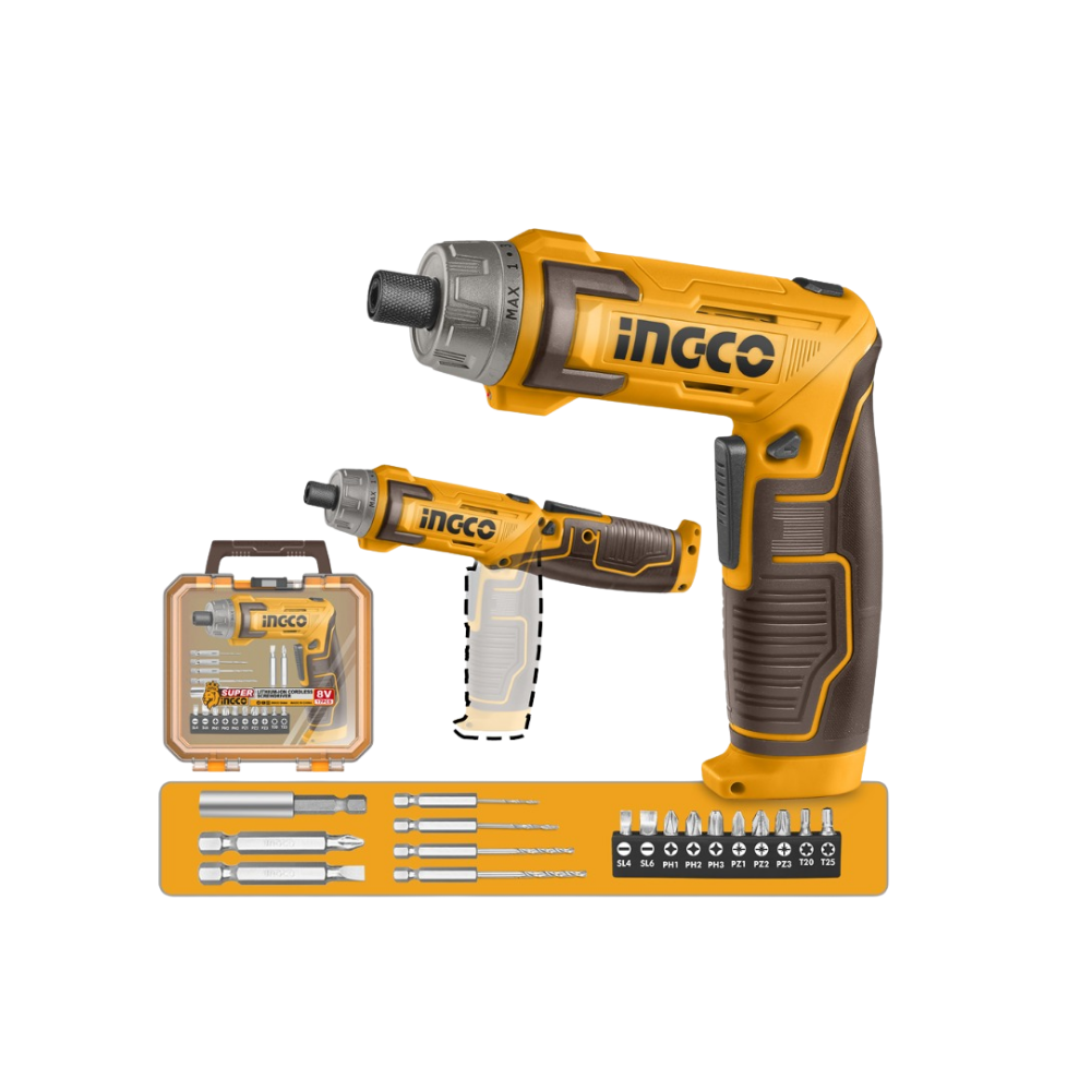 ATORNILLADOR INGCO INALAMBRICO 8V CARGA USB (CABLE NO INCLUIDO) 17 PZAS #CSDLI08025