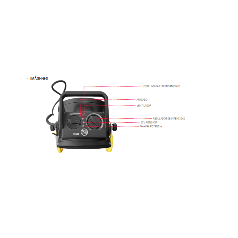 Turbocalefactor Eléctrico KRAFTER TE2 2kw Portátil Calefactor Industrial Compacto - Imagen 3